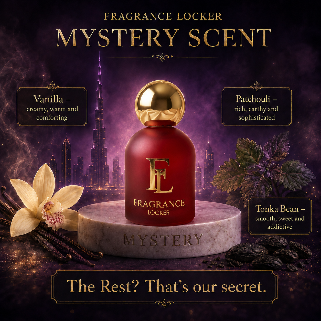 Fragrance Locker Mystery Scent 50ml Eau de Parfum bottle and box.