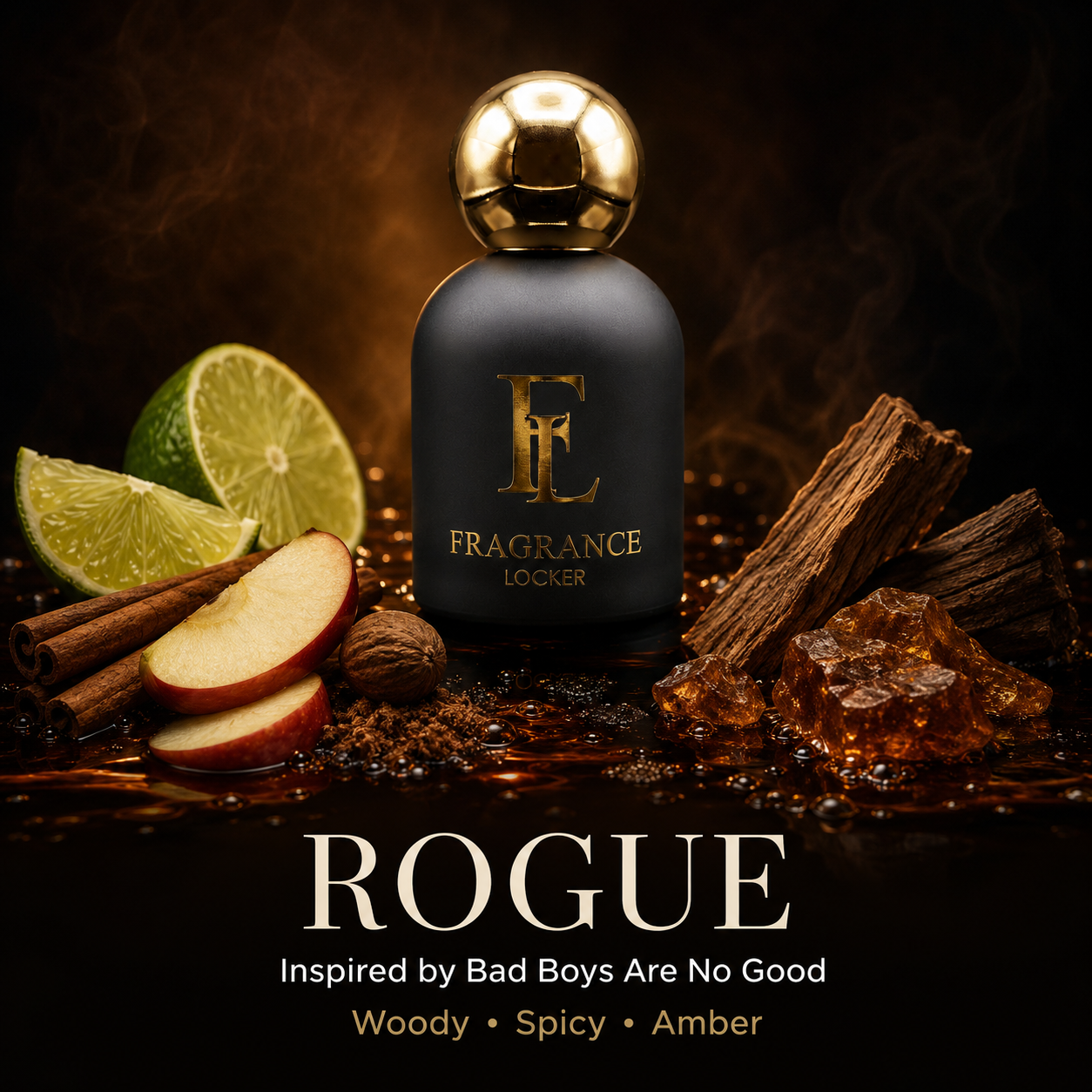 Inspired by Bad Boys Are No Good – Rogue Woody · Spicy · Amber — Unisex Parfum 50ml
