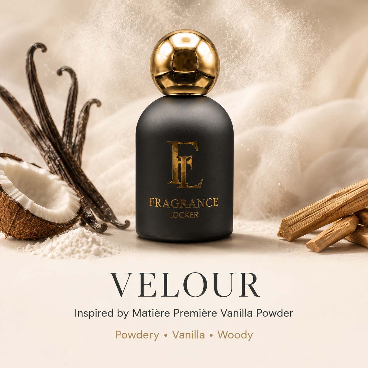 Inspired by Vanilla Powder – Velour Powdery · Vanilla · Woody — Unisex Parfum 50ml