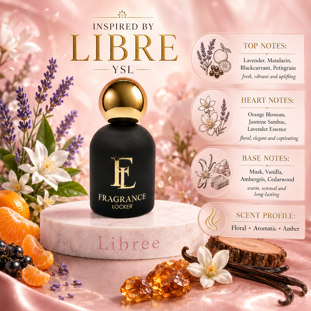 |Fragrance Locker LIBRE YSL inspired Eau de Parfum 50ml bottle and box.