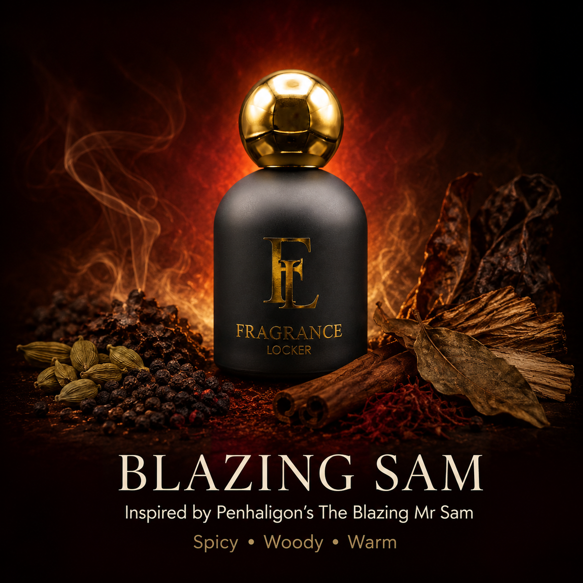Inspired by Blazing Mr Sam – Blazing Sam Spicy · Tobacco · Woody — Men's Parfum 50ml